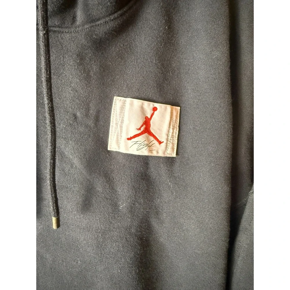 Jordan Cropped Hoodie Mens L Black‎ Loose Fit Fleece Lined Stretch Drawstring